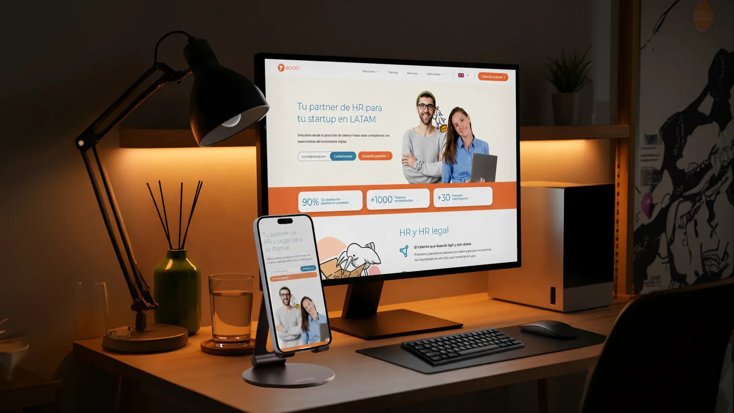 Boost's landing page on desktop and mobile