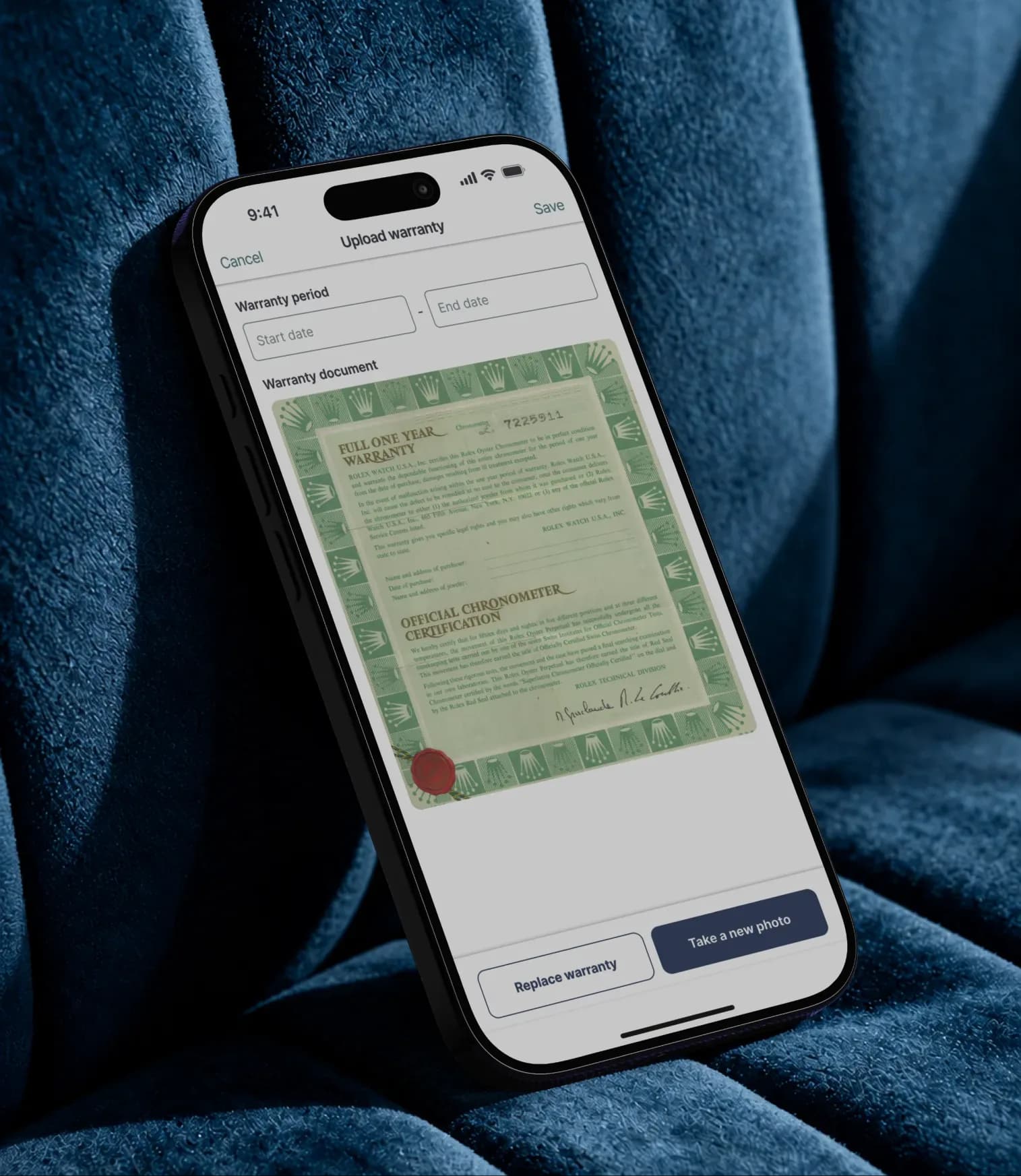 Feature for storing and viewing each watch's documentation