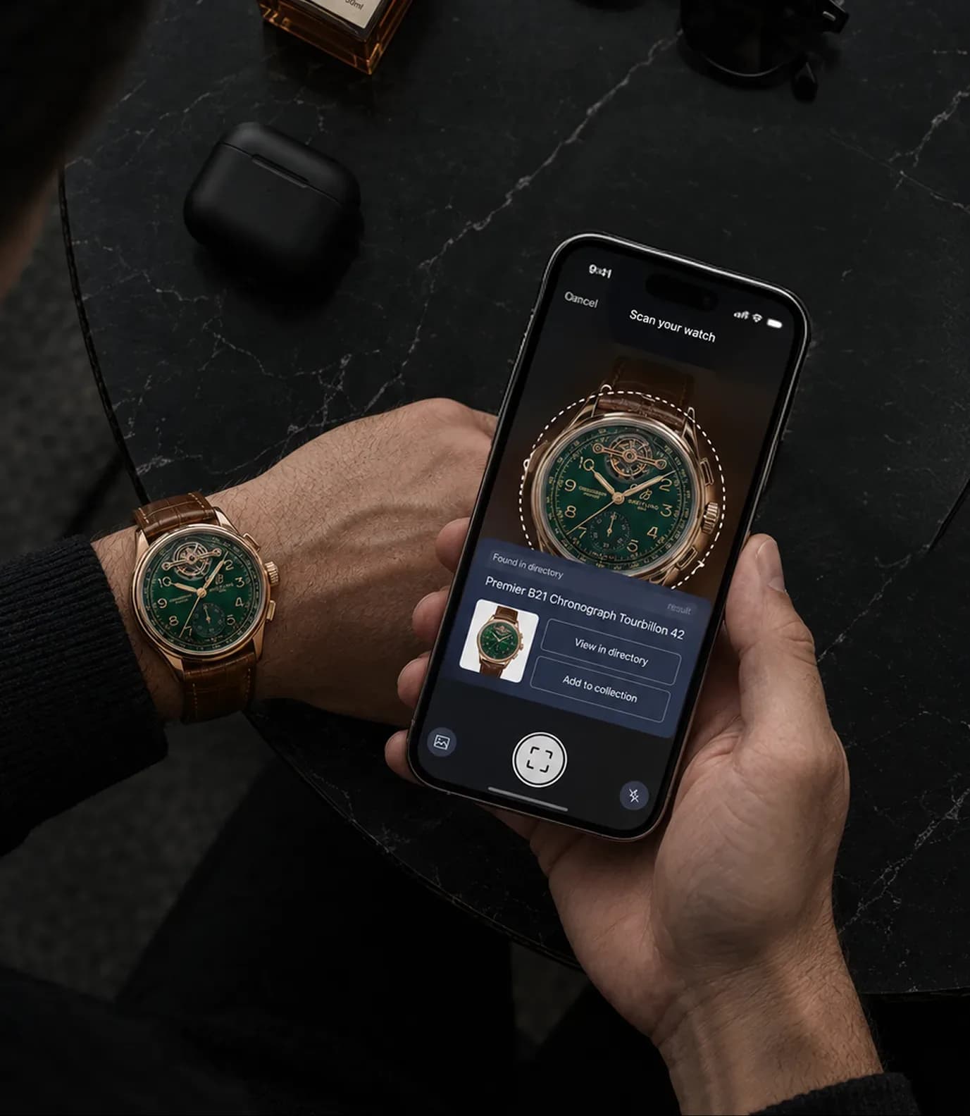 Scanning feature for identifying a watch and adding it to the collection