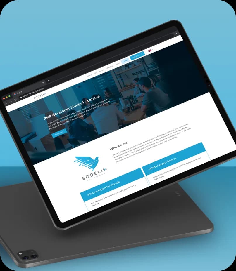 Landing de Sorelio en versión de escritorio mostrando una búsqueda laboral