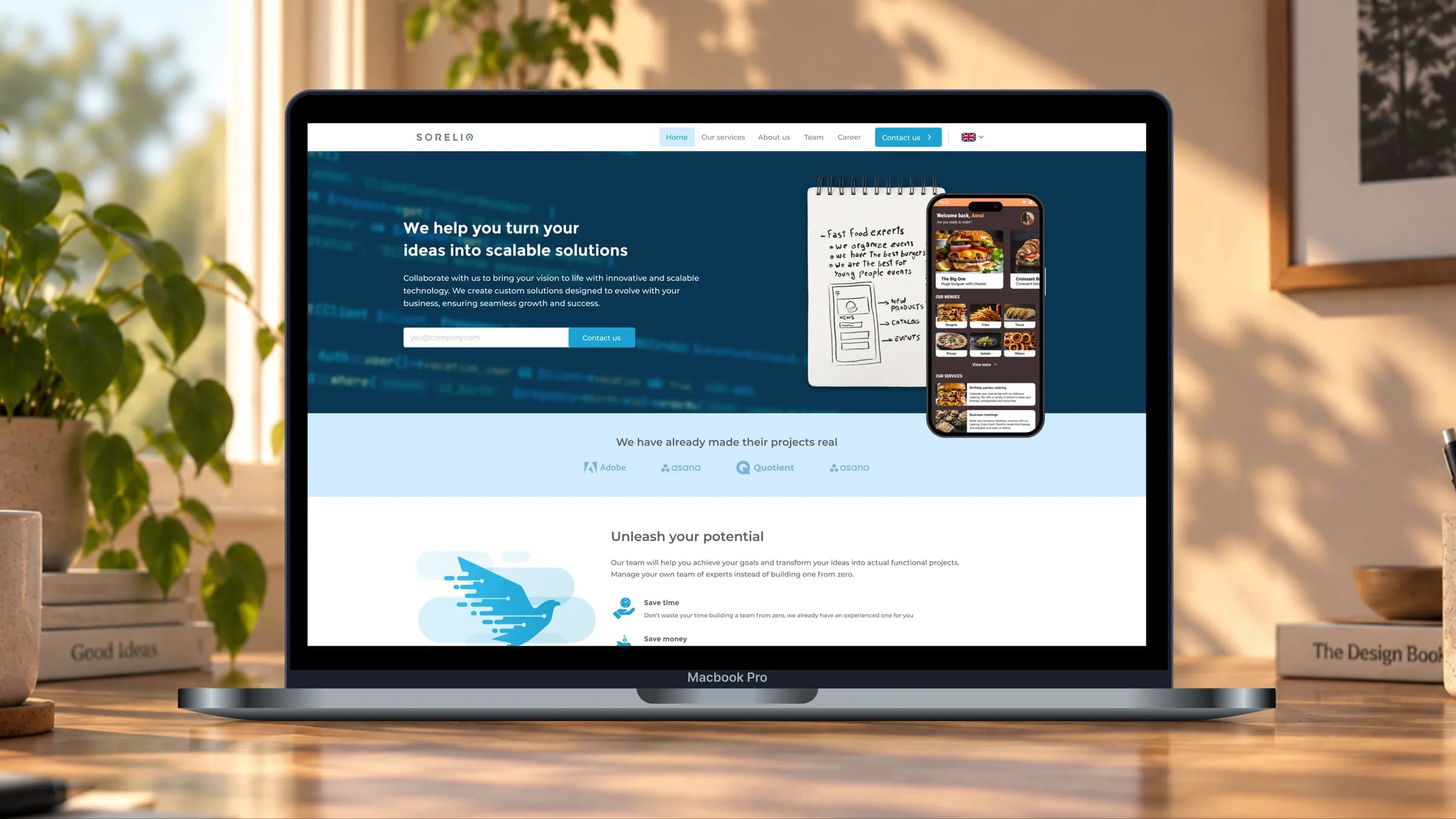 Diseño de la landing page de Sorelio